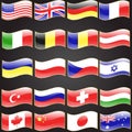 Twenty flags set wavy flag language