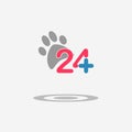 Twenty four available medical help icon. Veterinary icon