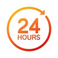 Twenty four hour with arrow loop icon, 24 hours cyclic sign, Opened order execution or delivery, All day business and service
