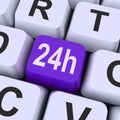 Twenty Four Hours Key Shows Website Open All Day Royalty Free Stock Photo