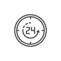 Twenty four hours open outline icon