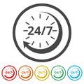 Twenty four hours open, Vector open hours icon, 6 Colors Included Royalty Free Stock Photo