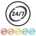 Twenty four hours open, Vector open hours icon, 6 Colors Included Royalty Free Stock Photo