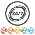 Twenty four hours open, Vector open hours icon, 6 Colors Included Royalty Free Stock Photo