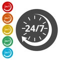 Twenty four hours open, Vector open hours icon Royalty Free Stock Photo