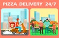 Twenty Four Hours Pizza Delivery Vector Web Banner