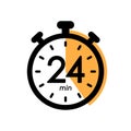 twenty four minutes stopwatch icon, timer symbol, cooking time, application time, 24 min waiting time vector