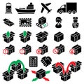 Twenty four parcel delivery icons