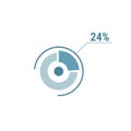 Twenty four percent chart, 24 percentage diagram, vector circle chart design