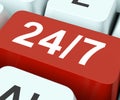 Twenty Four Seven Keys Means All Week Royalty Free Stock Photo