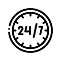 Twenty-four-seven Service Vector Thin Line Icon