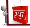 Twenty Four Seven Shopping Sign Shows Open 24/7 Royalty Free Stock Photo