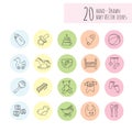 twenty hand-drawn baby icons. Vector illustration decorative design