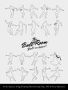 Twenty Jazz Dancers Outlines. Swing, Boadway, Rock and Lindy Hop Royalty Free Stock Photo