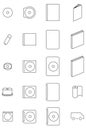 Twenty media case icon set in black and white. Royalty Free Stock Photo