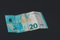 Twenty memorable euros lie on a black background Royalty Free Stock Photo