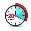 Twenty Minutes Clock Face Icon.