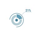 Twenty one percent chart, 21 percentage diagram, vector circle chart design