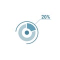 Twenty percent chart, 20 percentage diagram, vector circle chart design