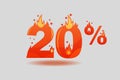 Twenty percent discount, numbers on fire