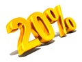 Twenty percent. Gold. 3d Royalty Free Stock Photo