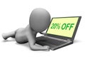 Twenty Percent Off Monitor Means 20% Deduction Or Sale Online