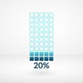 Twenty percent square chart isolated symbol. Percentage vector icon. 20% for business, finance, downloading