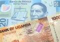 Ugandan currency paired with money from Mexico