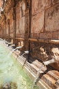 Twenty pipes fountain in Daroca village province of Zaragoza, Spain. Royalty Free Stock Photo