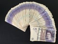Twenty pound notes cash sterling Royalty Free Stock Photo