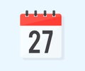 The twenty seventh day of the month with date 27, day twenty seven logo design. Calendar icon flat day 27. Reminder symbol.