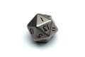 Twenty sided dice used in roleplaying games showing 1