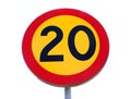 Twenty speed limit road sign Royalty Free Stock Photo