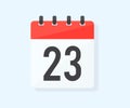 The twenty third day of the month with date 23, day twenty three logo design. Calendar icon flat day 23. Reminder symbol.