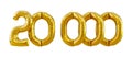 twenty thousand followers thank you Gold balloons, twenty thousand gold number balloons