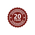 Twenty Year experience label seal, 20 year experience Royalty Free Stock Photo