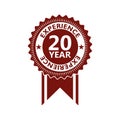 Twenty Year experience label seal, 20 year experience