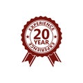 Twenty Year experience label seal, 20 year experience Royalty Free Stock Photo