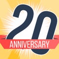 Twenty years anniversary banner. 20th anniversary logo. Vector illustration.