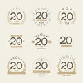 Twenty years anniversary celebration logotype. 20th anniversary logo collection.