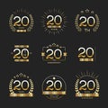 Twenty years anniversary celebration logotype. 20th anniversary logo collection.