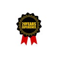 Twenty years Experience badge isolated on white background Royalty Free Stock Photo