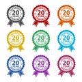 Twenty years experience color icon set isolated on white background Royalty Free Stock Photo