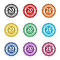 Twenty years experience color icon set isolated on white background Royalty Free Stock Photo