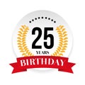 Twentyfifth birthday badge label Royalty Free Stock Photo