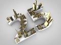 Twentyfive made out of golden cityscape Royalty Free Stock Photo