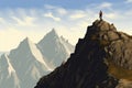 A twentysoing man gazes at a rocky mountain peak symbolizing the challenge of relying solely on Social Security.. AI