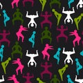 Twerk and booty dance seamless pattern with