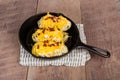 Twice baked potatoes in skillet Royalty Free Stock Photo