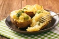 Twice baked potatoes stuffed with broccoli, sour cream and cheese. Royalty Free Stock Photo